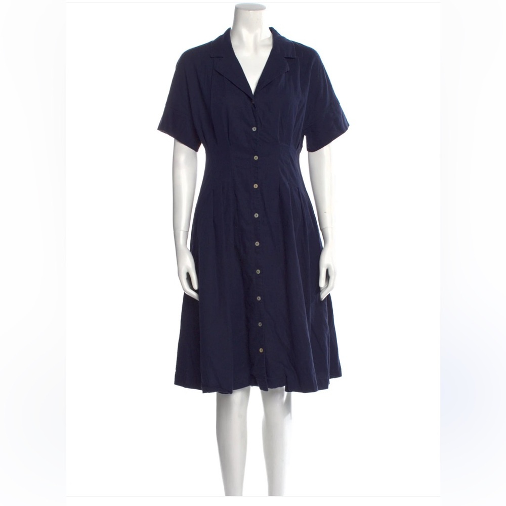 Halston Navy Blue Button down Midi